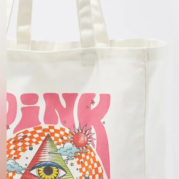💞 Host Pick!! NWT Pink Floyd Canvas White Tote Bag ae American Eagle - Picture 2 of 3
